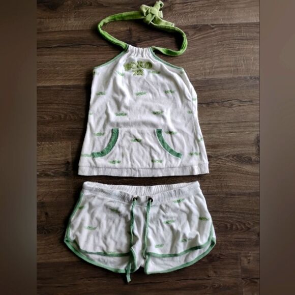 RARE GRAIL y2k Shorts Shirt Ecko Red Terry Cloth Halter tank set 2 piece echo🔥 - Picture 12 of 12